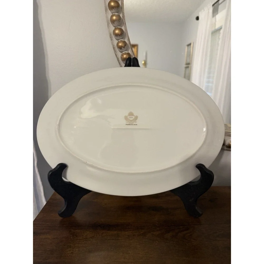 Vintage GNA Fine Porcelain GNA9 Gold Encrusted Oval Serving Platter 16